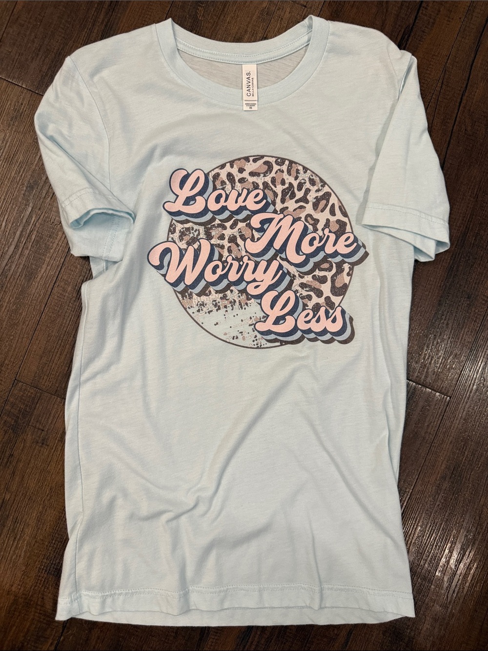 Bella Canvas Light Blue "Love More Worry Less" Graphic Tee